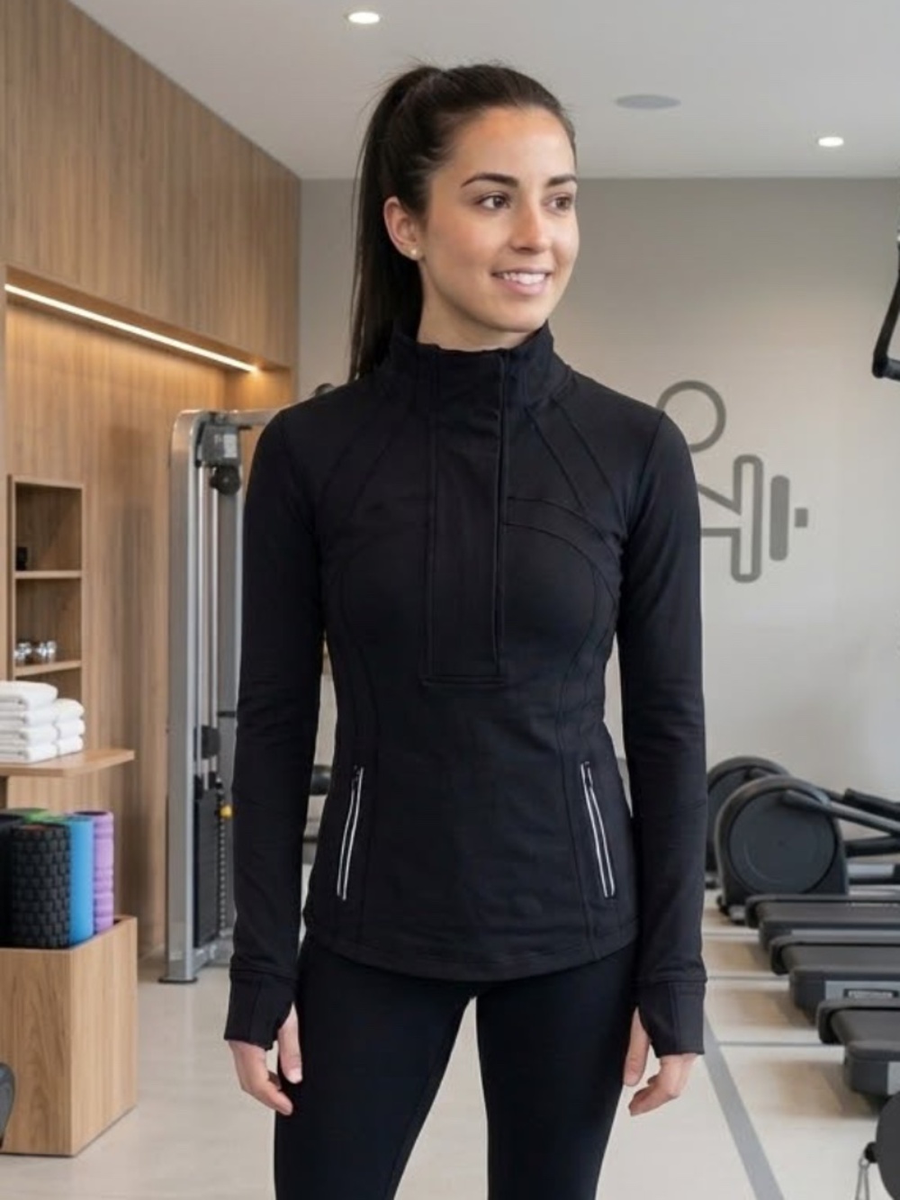 Lululemon Athletica Black Mock Neck Activewear Pullover Jacket Size 8